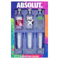 Absolut Vodka Flavours, Miniature Gift Pack With Glasses